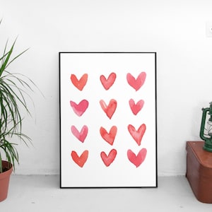 Heart Art, Love Hearts, Love Print, Modern Minimal, Art Modern, Pink Decor, Heart Print, Print at Home, Love Sign, Wall Prints
