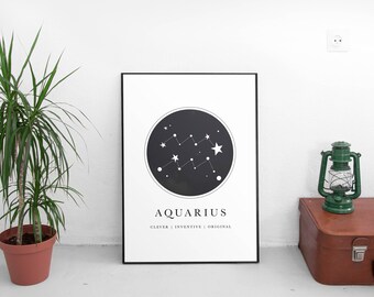 Zodiac Gift, Aquarius Gift, Aquarius Printable,Aquarius  Art,Constellation,Horoscope Gifts,Astrology Gifts Aquarius,Aquarius Art Prints