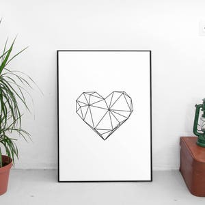 Minimal Decor, Heart Printable Wall Art, Art Prints, Large Wall Art, Wall Art Prints, Printable Art, Scandi Scandinavian Bedroom Poster image 1