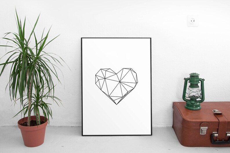 Minimal Decor, Heart Printable Wall Art, Art Prints, Large Wall Art, Wall Art Prints, Printable Art, Scandi Scandinavian Bedroom Poster image 1