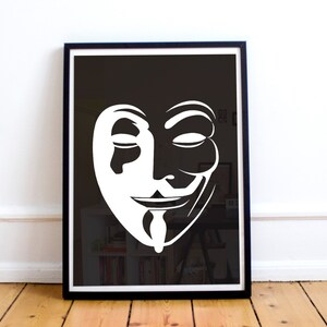 Anonymous Mask Printable Wall Art Minimalist Guy Fawkes Poster | Etsy