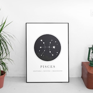 Zodiac Gift, Pisces Gift, Pisces Printable, Pisces Art, Constellation, Horoscope Gifts,Astrology Gifts Pisces, Pisces Art Prints, Star Sign