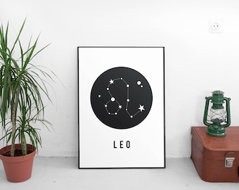 Printable Art, Zodiac,Printable Wall Art,Leo Star Sign,Leo Zodiac,Zodiac Leo, Leo Constellation Print, Zodiac Print, Zodiac Art Print,Poster