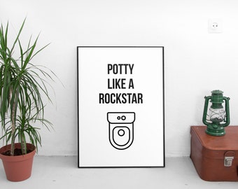 Potty Like A Rockstar, Bathroom Wall Decor, Kids Bathroom Decor, Printable Wall Art, Printable Art, Bathroom Printable, Bathroom Print