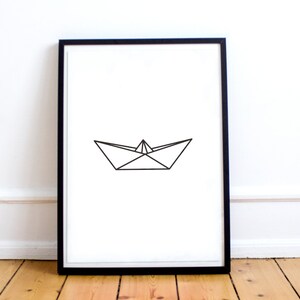 Printable Art Paper Boat Wall Art Origami Boat Print - Etsy