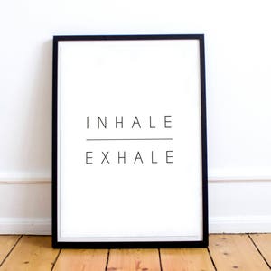 Impresión de inhalación y exhalación, impresión de arte de pared imprimible, arte imprimible de descarga instantánea, cita imprimible, impresiones, decoración de pared de motivación, impresión de yoga imagen 2