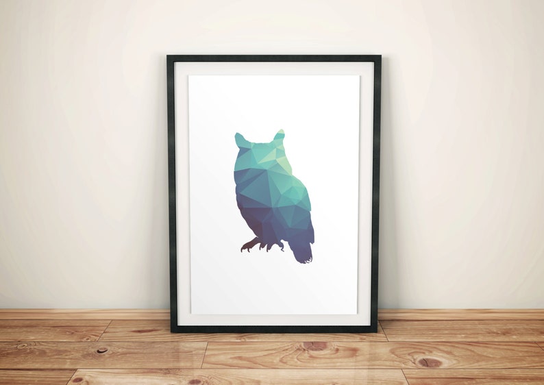 Owl Printable Art Geometric Owl Print Owl Wall Art Owl Etsy