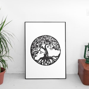 Tree Of Life Printable, Tree Of Life Print, Tree Of Life Art Print, Tree Of Life Artwork, Black And White Printable, Yoga Printable, Zen Art