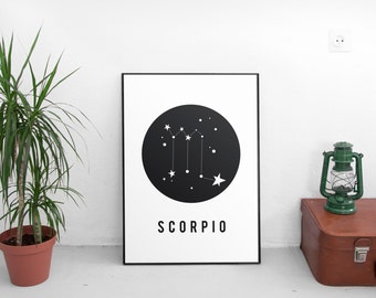 Zodiac Gift, Scorpio Gift, Scorpio Printable, Scorpio Art,Constellation,Horoscope Gifts,Astrology Gifts Scorpio,Scorpio Art Prints,Star Sign