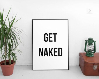 Obtener signo de baño desnudo, decoración de la pared del baño, obtener signo desnudo, obtener impresión desnuda, minimalista moderno, impresión de arte de pared imprimible, arte imprimible