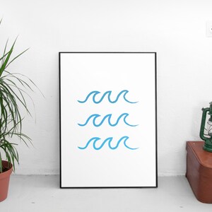 Wave Art, Wave Print, Wave Prints, Blue Wave Print Art, Teal Ocean Wall Art, Sea Art, Nautical Print, Summer Print, Blue Ocean Water