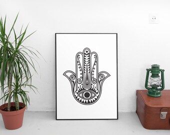 Hamsa Wall Art, Hamsa Hand Wall Art, Hand Of Fatima Wall Art, Yoga Wall Art, Yoga Wall Decor, Yoga Studio Decor,Bohemian Decor,Printable Art
