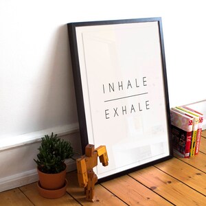 Impresión de inhalación y exhalación, impresión de arte de pared imprimible, arte imprimible de descarga instantánea, cita imprimible, impresiones, decoración de pared de motivación, impresión de yoga imagen 3