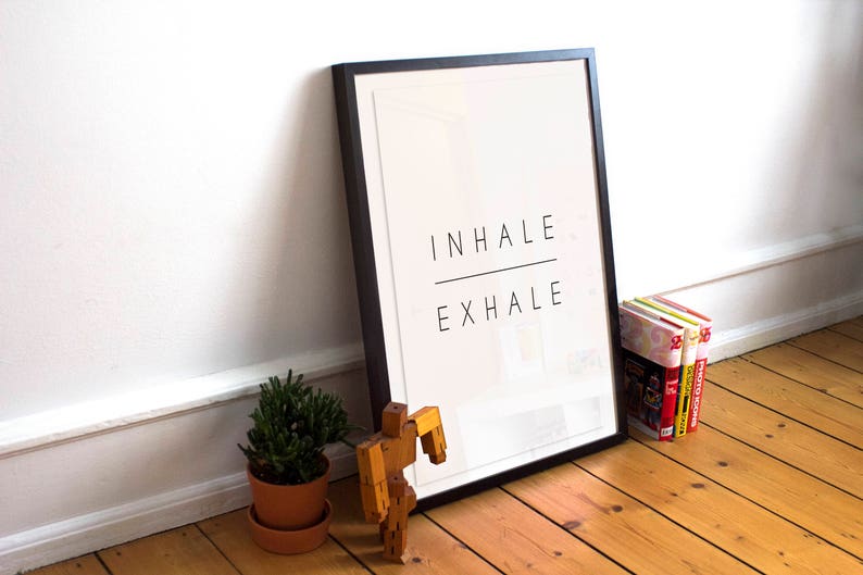 Inhale Exhale Print, Printable Wall Art Print, Instant Download Printable Art, Printable Quote, Prints, Motivation Wall Decor, Yoga Print 画像 3
