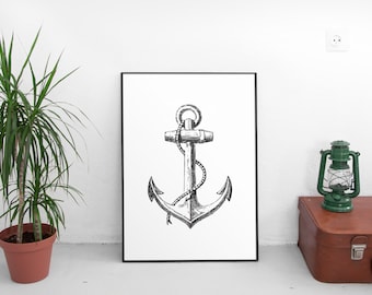 Nautical Decor, Nautical Wall Decor, Nautical Gift, Nautical Nursery, Anchor Decor, Anchor Wall Decor, Printable Wall Art, Printable Art