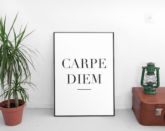 Carpe Diem Print, Printable Wall Art, Typography Print, Seize the Day, Motivational Print, Modern Wall Art, Instant Download, Wall Print