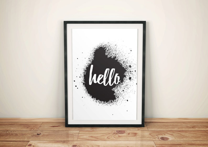 Hello Art Printable Typography Wall Art Hello Print Art Etsy