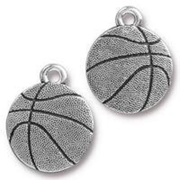 TierraCast Silver Basketball Charm, Sports Charm, Basketball Pendant, Basketball Charm, Team Jewelry, Charm Bracelet, Basketball Fan Charm
