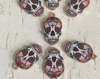 Sugar Skull Charm, Halloween Charm, Jewelry Making, Charm Bracelet, Skull Charm, Goth Charm, Dia De Los Muertos Charm, Day of the Dead Charm