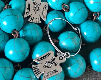 Amuleto del pájaro trueno, joyería occidental, mascota del águila, colgante del suroeste, águila de cobre, amuleto azteca para bolso, amuleto tribal navajo, águila de plata