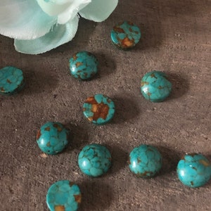 9mm Faux Turquoise Stones, 9mm Cabochons, Turquoise Cabs, Jewelry Making, Cabochons, Jewelry Findings, 9mm Round Cab Stones, Flat Back Stone