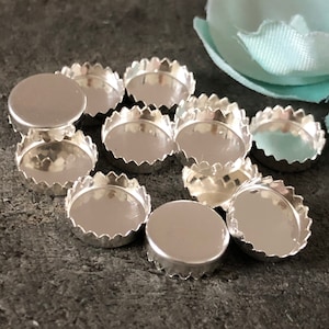 10mm Sterling Silver Serrated Bezel Cups, 10mm Bezel Cups, Round Bezels, Cabochon Setting, Cabochon Cup, Serrated Bezel Cup, Jewelry Bezel