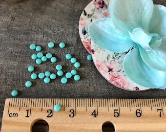 3mm Faux Turquoise Glass Stone, Bezel Cabochon, Turquoise Glass Stone, 3mm Round Stones, Flat Back Cab,  Western Jewelry DIY, Jewelry Making