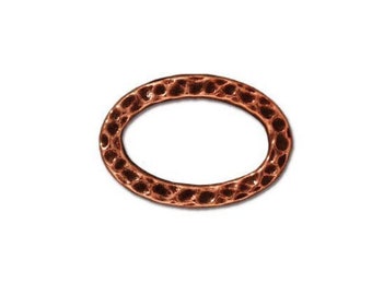 TierraCast Copper Oval Ring, Hammertone Oval Connector Link,  Jewelry Making, Copper Connector, Wrap Bracelet Link, Watchband Findings