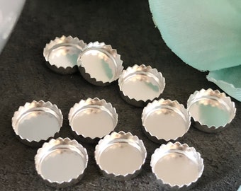 8mm Sterling Silver Serrated Bezel Cups, 8mm Bezel Cups, Round Bezels, Cabochon Setting, Cabochon Cup, Serrated Bezel Cup, Jewelry Bezel