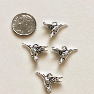 Hummingbird Charm, TierraCast Charm, Nature Pendant, Bird Charm, Bracelet Charm, Hummingbird Drop, Spring Jewelry, Pewter Bird Lover Charm