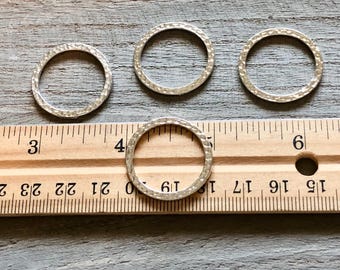TierraCast Circle Link, Pewter Hammertone Ring, 1" Silver Ring Connector, Necklace Connector, Handmade Jewelry, Textured Link, Circle Charm