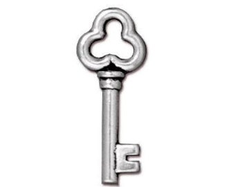 TierraCast Key Charm, Antique Silver Key Charm, Vintage Key, Jewelry Making, Key Pendant, Vintage Jewelry Charm, Pewter Key Pendant