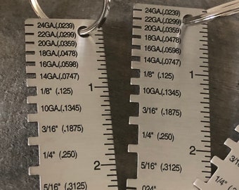 Stainless Steel Metal Gauge, Pocket Metal Gauge, Craft Tool, Hobby Tool, Key Ring Ruler, Jewelry Makers Tool, Metal Working, Metal Stamping