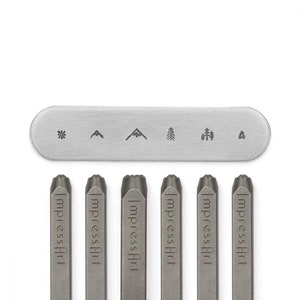 ImpressArt Adventure Stamp Pack, Metal Stamp, Scenery Stamp, Sun Stamp, Campfire Stamp, Mountain Stamp, Jewelry Making Tool, Stamping Tool