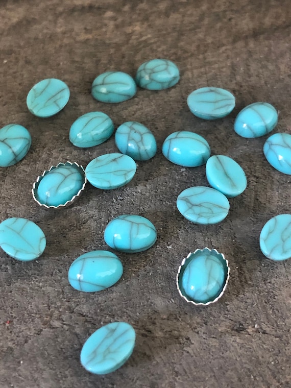 8x6mm Oval Faux Turquoise Stones, Turquoise Cabochons, Oval Cabochons, Jewelry  Making, Western Jewelry, Bezel Setting, Flat Back Stones 