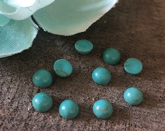 4mm Round Domed Flat Back Turquoise Stone, Faux Turquoise Cabochon, Bezel Cab, Bezel Stone, 4mm Turquoise Stone, Cabochon, Jewelry Cabochon