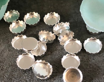 6mm Sterling Silver Serrated Bezel Cups, 6mm Round Bezels, Cab Setting, Cabochon Cup, Serrated Bezel, DIY Jewelry Supply, Handmade Jewelry