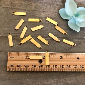 ImpressArt Premium Brass 5/8&quot; Rectangle Blank with Ring, 18G Brass Blank, Brass Rectangle, Handmade Jewelry, Brass Tag Blank, Stamping Blank