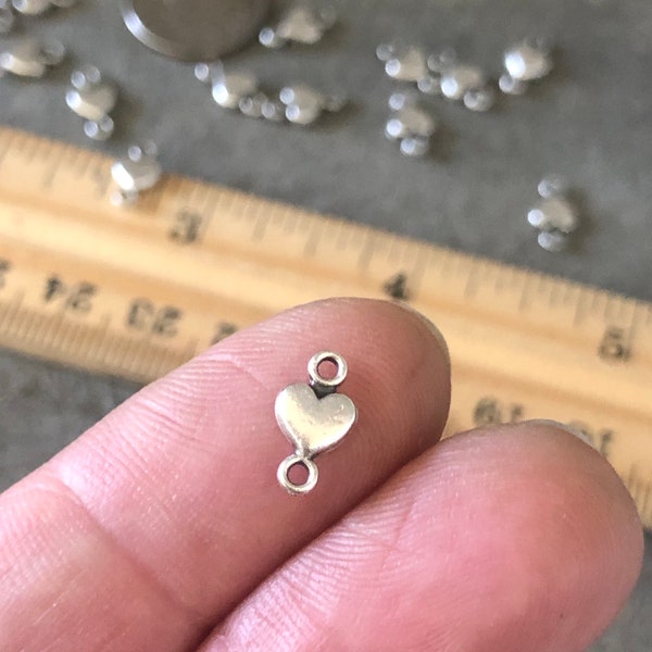 Tiny Heart Charm, Small Silver Heart, Heart Connector, Silver Heart Link, Jewelry Making, Love Jewelry, Handmade Jewelry, Nickel Free Charm