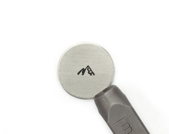 Sello de montaña ImpressArt, Estampado de naturaleza en metal, Sello de diseño de joyería occidental, Accesorio de vaquera de rodeo, Sello de montaña de Colorado, Montana