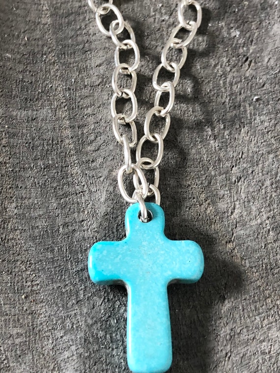 Silver cross with turquoise stone outlet