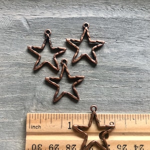 Earring Star Charm, Open Star Pendant, 4th of July Charm, Handmade Jewelry, Nickel Free, Looped Charm, Celestial Charm, Key Ring Charm, Star