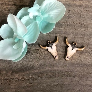 Steer Head Charms, Steer Charm, Rodeo Charm, Bull Head Charm, Rancher Jewelry, Cowgirl Charm, Key Tag Charm, Longhorn Charm, Steer Pendant