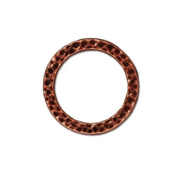 TierraCast Hammertone Copper Ring, Copper 3/4" Circle Link, Circle Connector Link, Jewelry Findings, Wrap Bracelet Connector, Belt Making