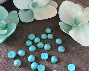 6mm Faux Turquoise Stones, 6mm Cabochons, Turquoise Cabs, Jewelry Making, Cabochons, Jewelry Findings, 6mm Round Stones, Flat Back Stones