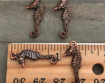 Copper Seahorse Charm, TierraCast Seahorse, Beach Jewelry, Charm Bracelet, Marine Life Charm, Ocean Lover Charm, Hypoallergenic Pewter Charm