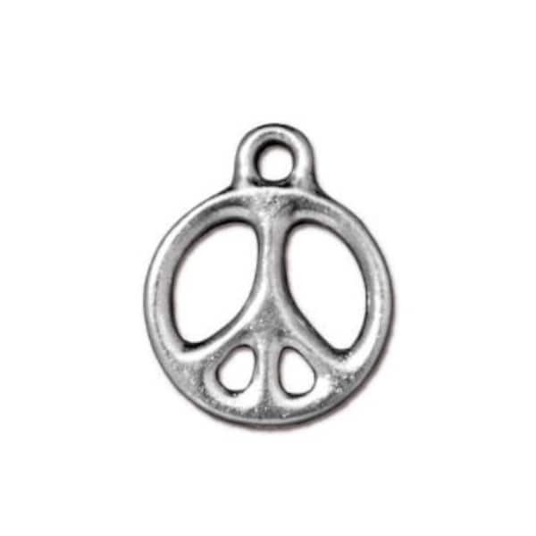 TierraCast Peace Sign Charm, Silver Unity Charm, Boho Charm, Hippie Jewelry, Boho Chic, Pewter Peace Sign, Peace Charm, Hippie Pendant