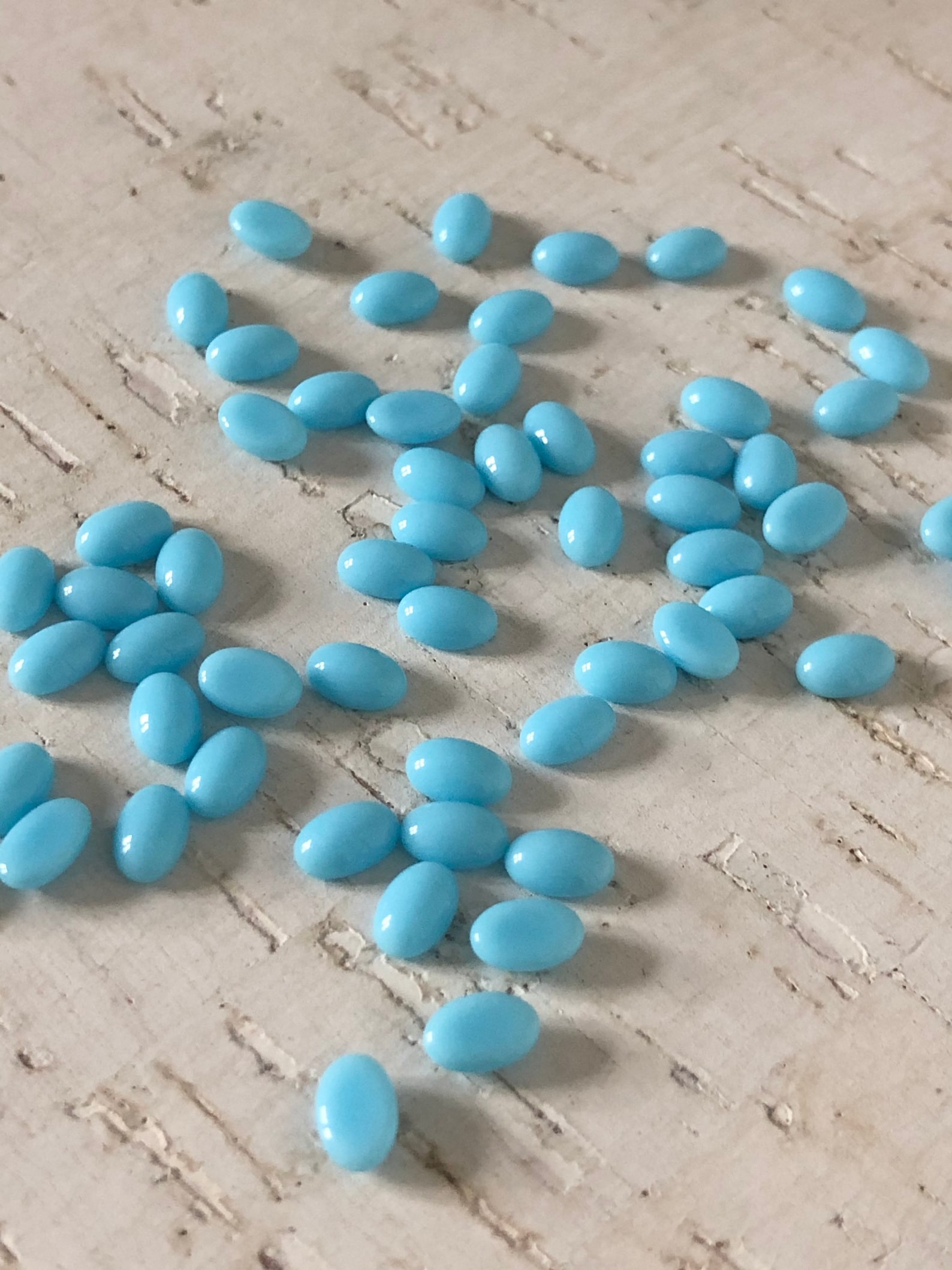 4x6mm Glass Baby Blue Stones Cabochon Stones 4x6 Stones Etsy