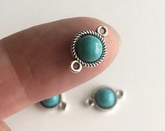 Faux Turquoise Connector, Handmade Jewelry, Western Jewelry, Earring Making, Silver Jewelry Connector, Cowgirl Charm, Jewelry Finding, Aztec