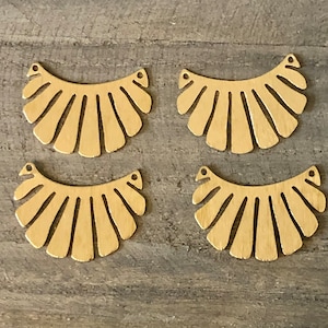 Brass Earring Accessory, Handmade Earrings, Brass Fan Charm, Jewelry Supplies, Earring Dangle, Handmade Jewelry Findings, Gold Fan Connector